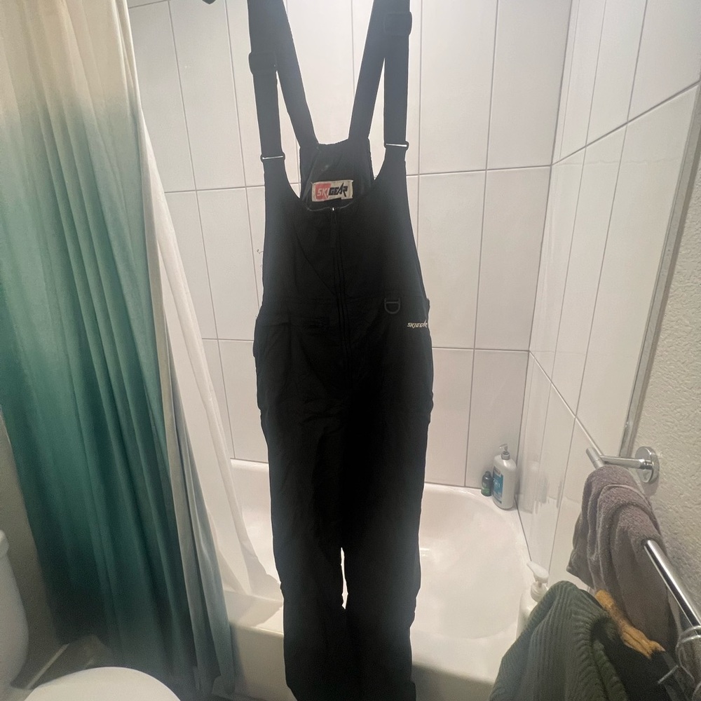 Black Insulated Snow Bib Overalls